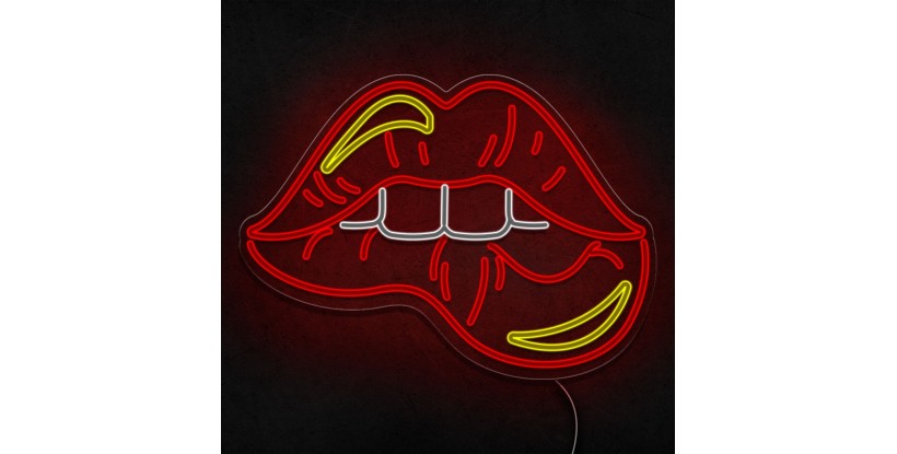 Neon labios mordidos