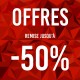 Cartel ofertas -50% triángulos