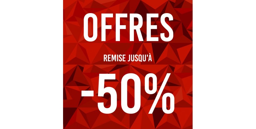 Cartel ofertas -50% triángulos