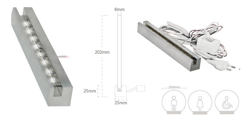 Señalización para baños iluminada