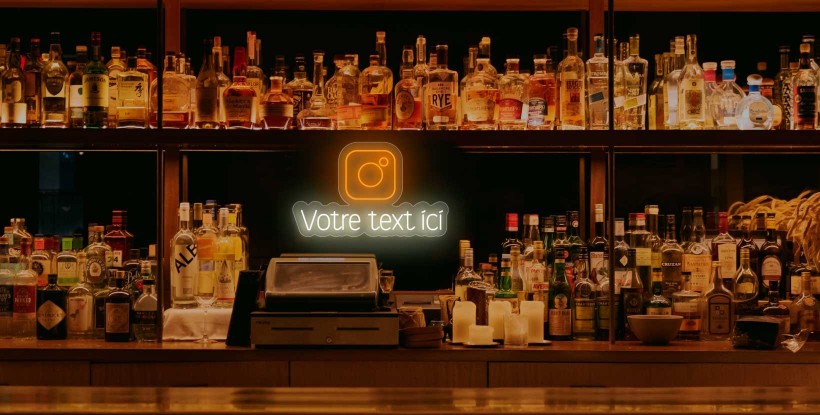 Neón Instagram plus text