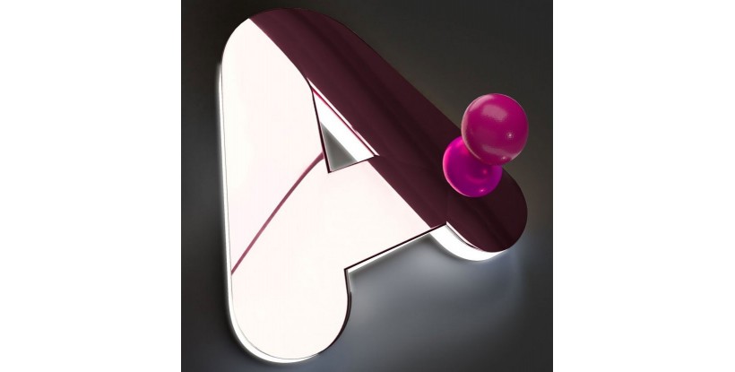 Lettres or rose miroir + plexiglas illuminé